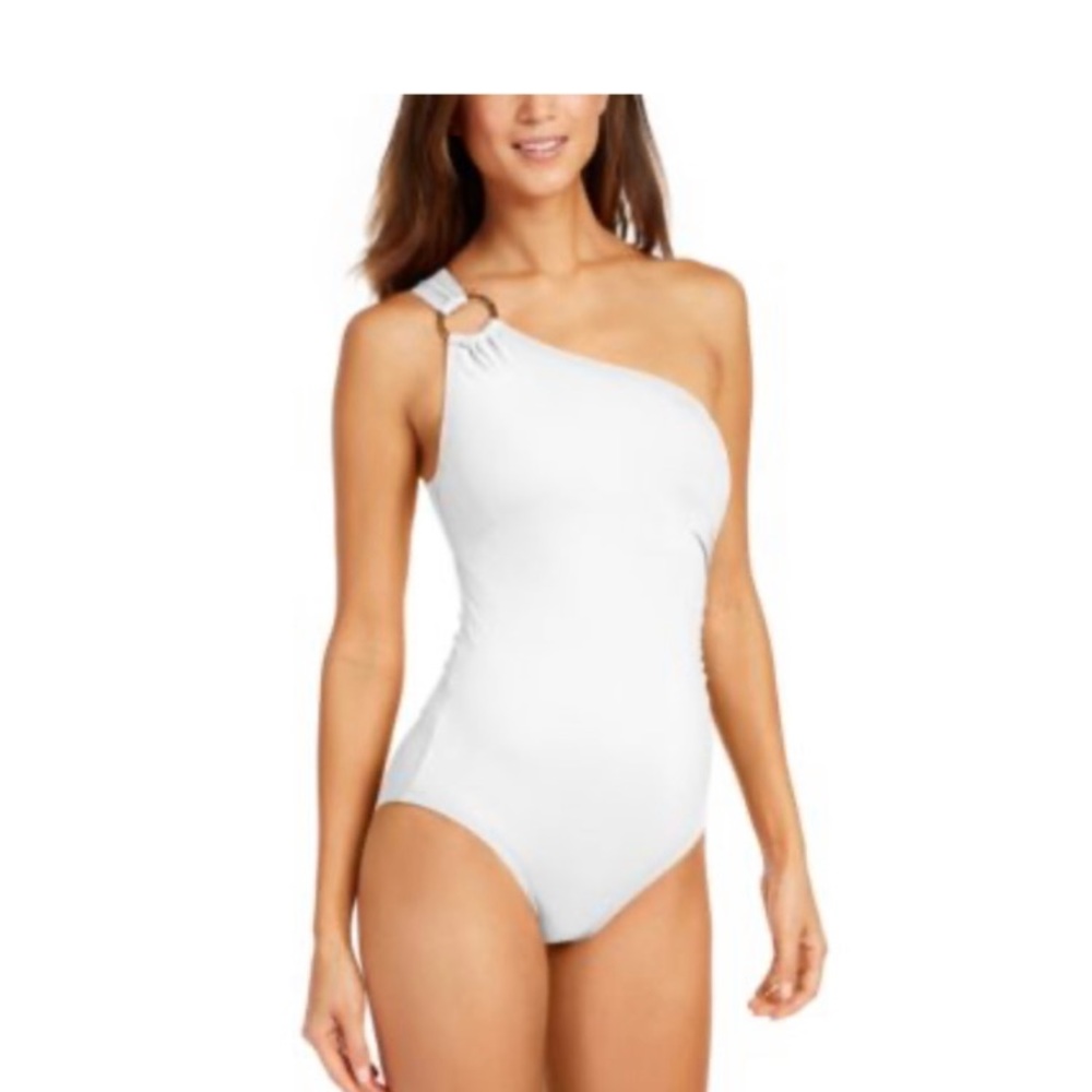 Michael Kors Women's Embellished One-Shoulder Underwire One-Piece Swimsuit NWT